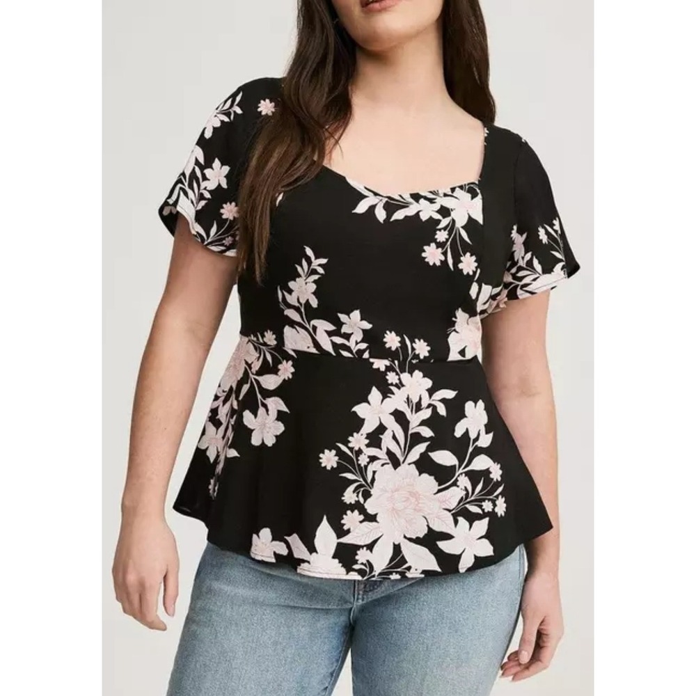 Torrid Y2K Whimsigoth Floral Babydoll Top Vacation Resortwear Party Size 1X